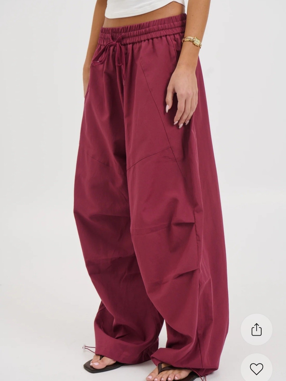 Bronze Snake Lavinia Women's Wide Leg Drawstring Pants in Wine - Picture 4 of 6